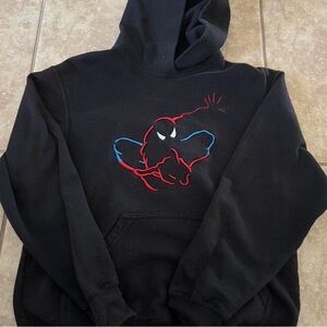 Marvel Black Crewneck Sweater with Red & Blue Spider Graphic